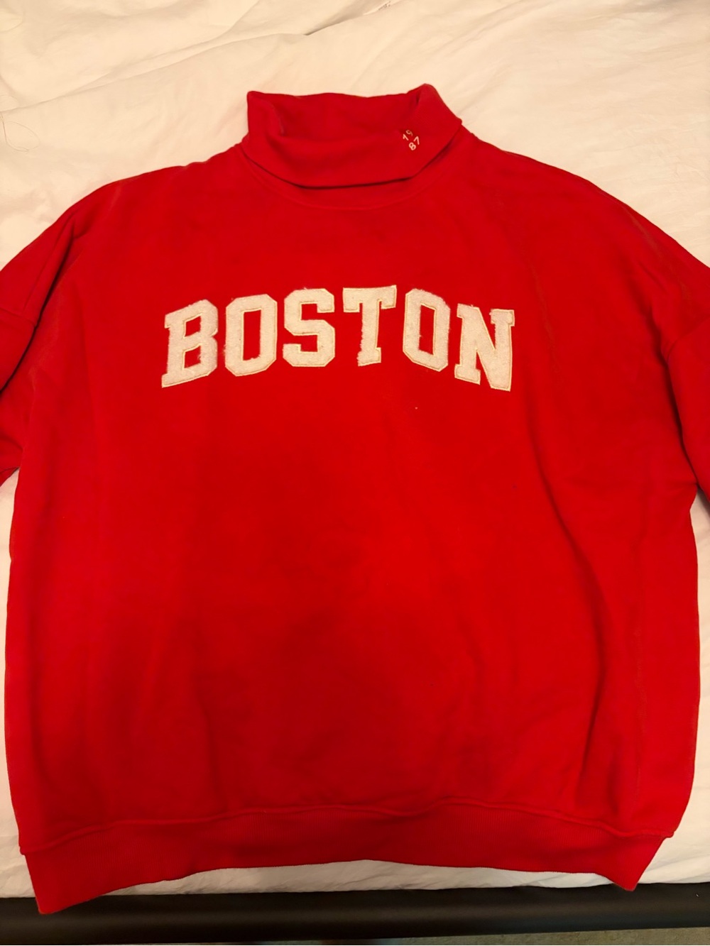 1987 Boston Embroidered Red Sweatshirt
